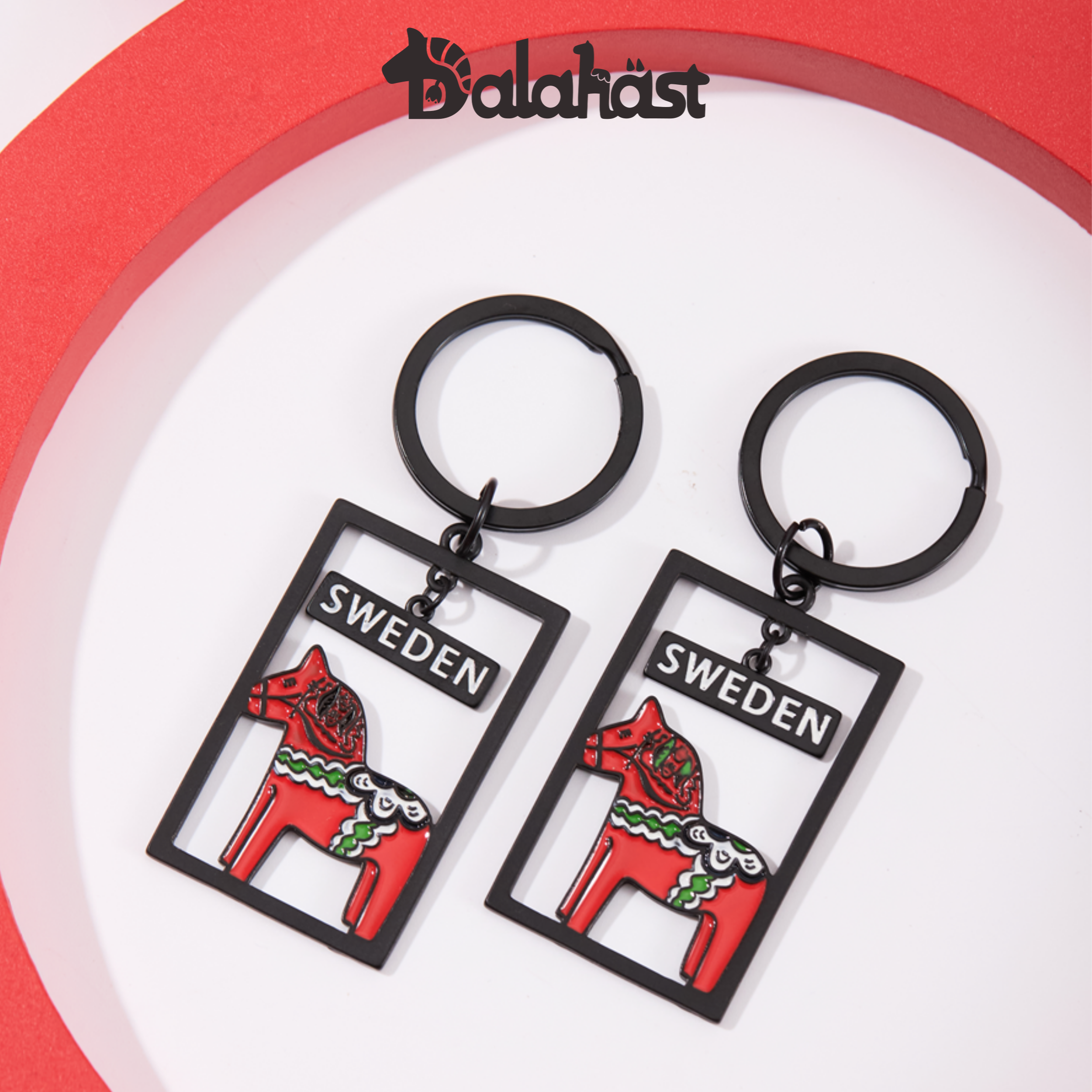 Swedish-Inspired Home Decor: Swedish Dalahast keychain（black）