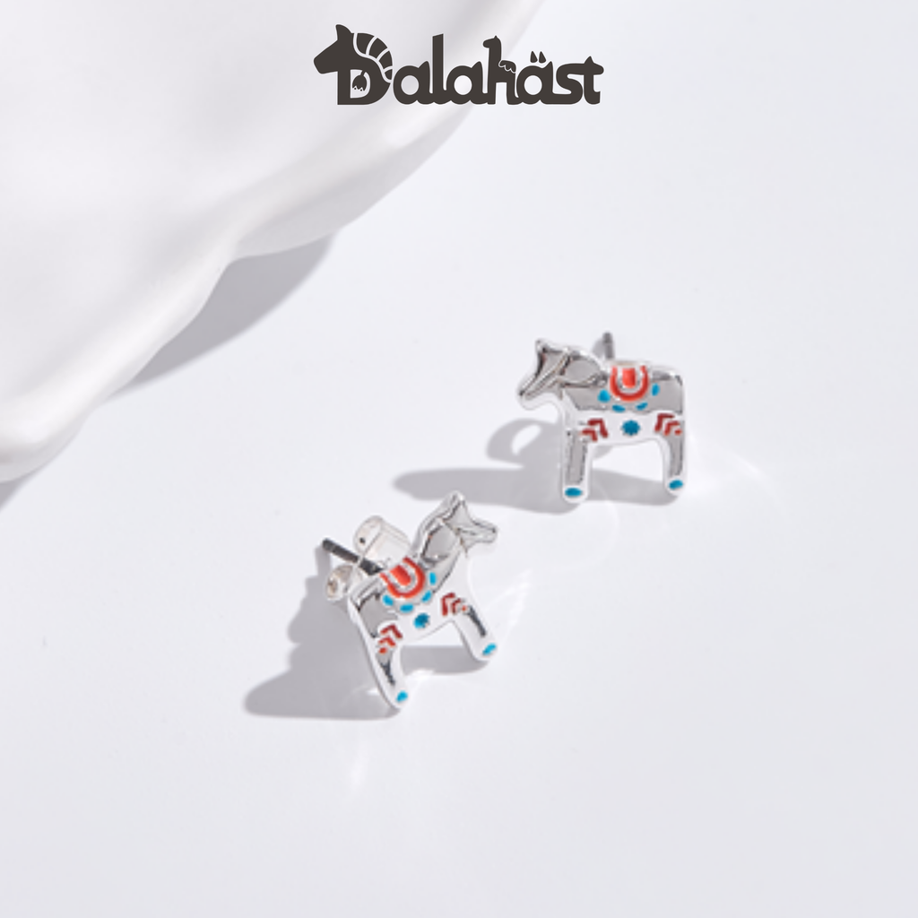 Women's  Stud Earrings：Swedish Dalahast Fashion Series Stud Earrings (Sterling Silver with Enamel)